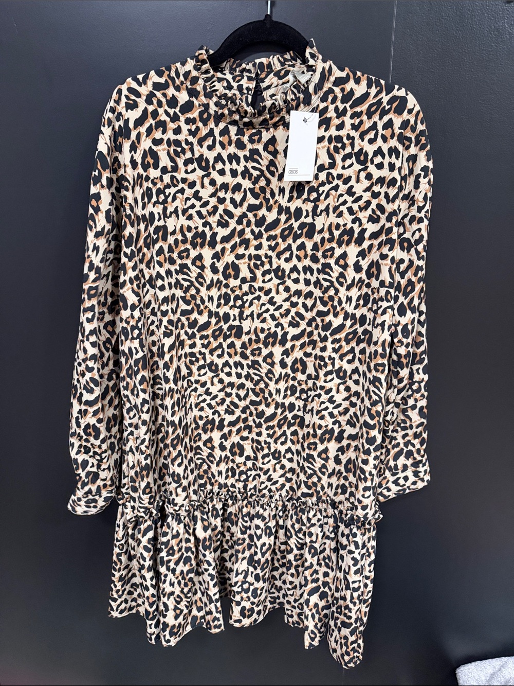ASOS Leopard Print Ruffle Hem Dress